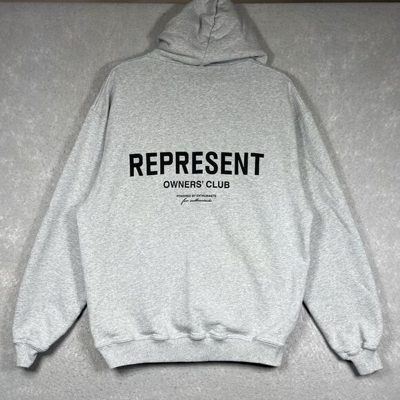 Represent Owners Club Ash Grey OVERSIZED Pullover Hoodie Men's Size Small - Picture 1 of 13